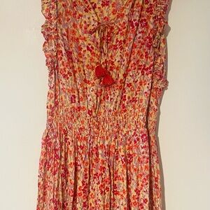Poupette St Barth Floral Ruffle Dress with Tassel